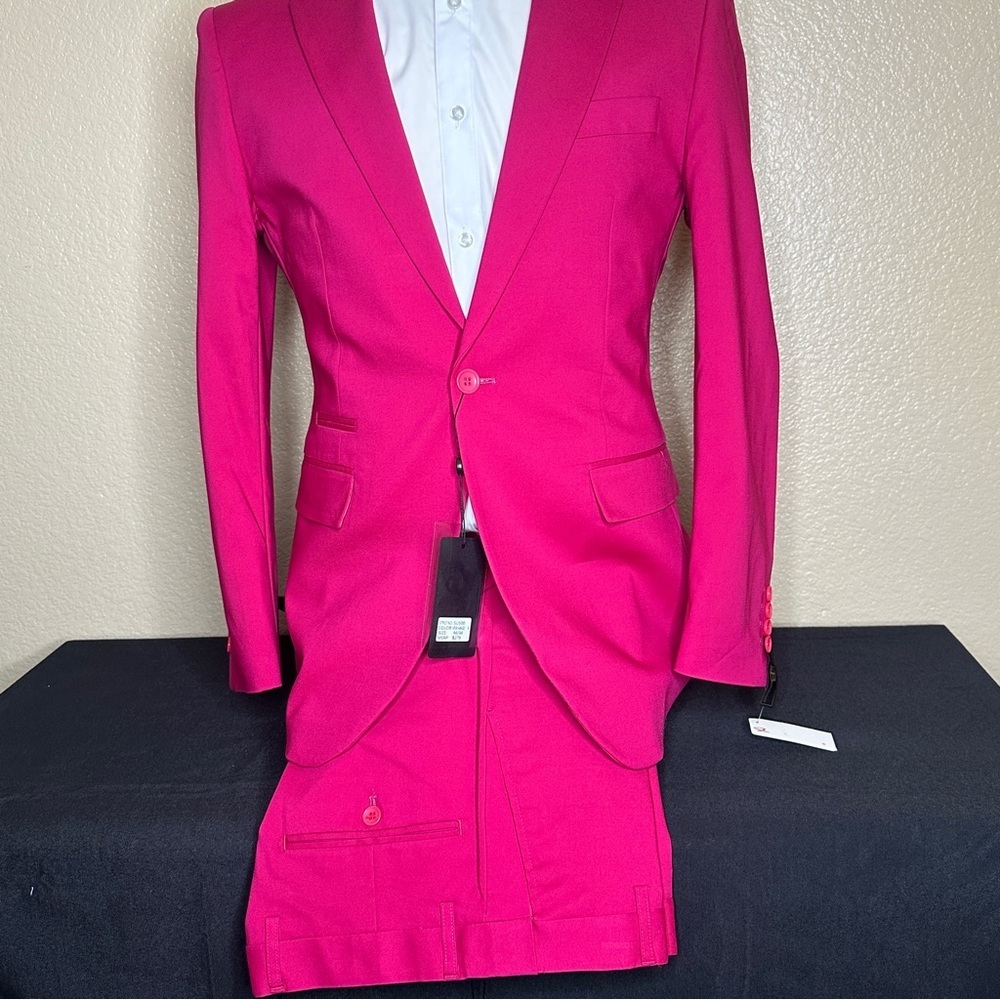Barocco 2pc Slim Fit Fuchsia Suit Notch Lapel